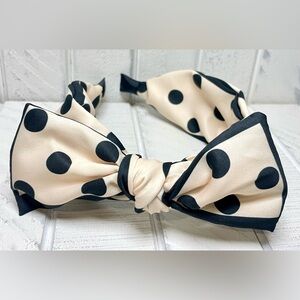 Polka Dot Bow Headband Elegant Vintage Inspired Hair Accessory Ivory & Black